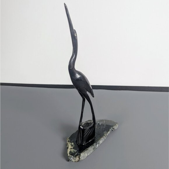 Heron / Crane Sculpture - Hand Carved - Stone - Picture 2 of 4
